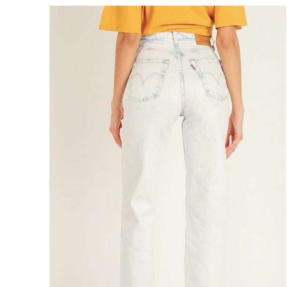 Levi's Ribcage Straight High Waist Ankle Lose your Marbles Acid Wash Jeans 29 - Picture 2 of 8
